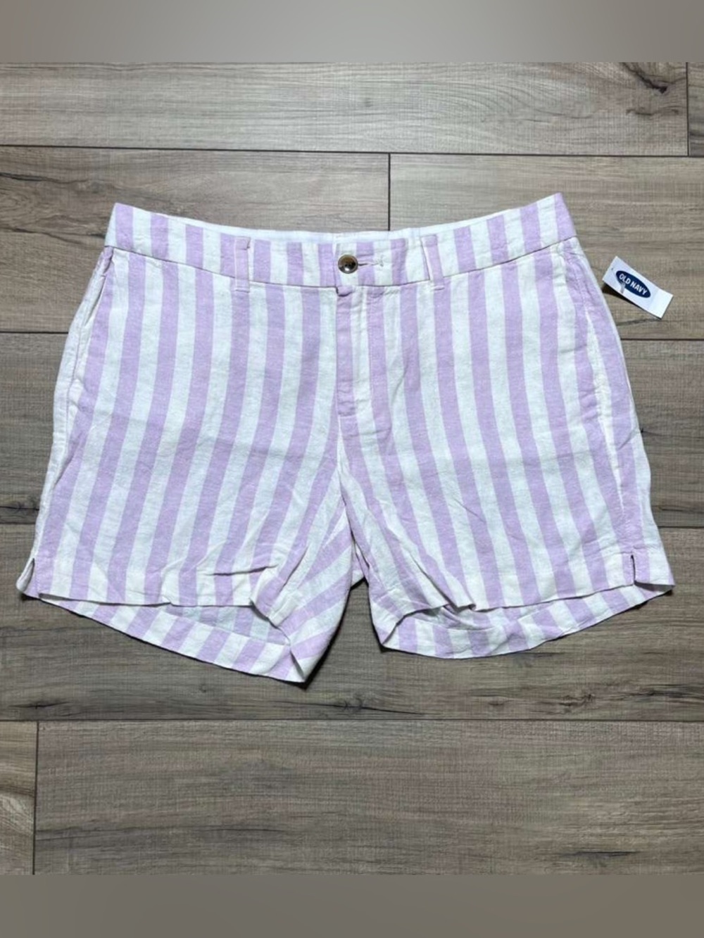 Old Navy Women's Linen‎ Blend 5" Everyday Shorts Size 12 Lavender & Light Cream